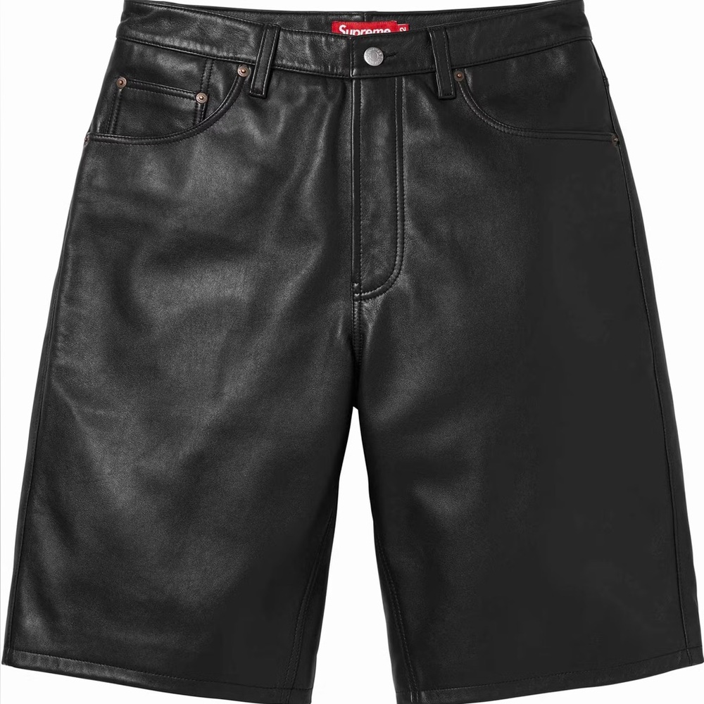 Supreme SS25 Baggy Leather Shorts - Black Lambskin Leather size 30